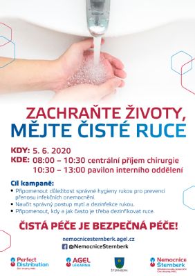 Nemocnice Šternberk v pátek 5. června připomene veřejnosti správnou hygienu rukou
