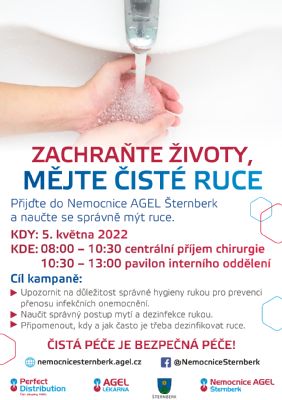 Nemocnice AGEL Šternberk ve čtvrtek 5. května připomene veřejnosti správnou hygienu rukou